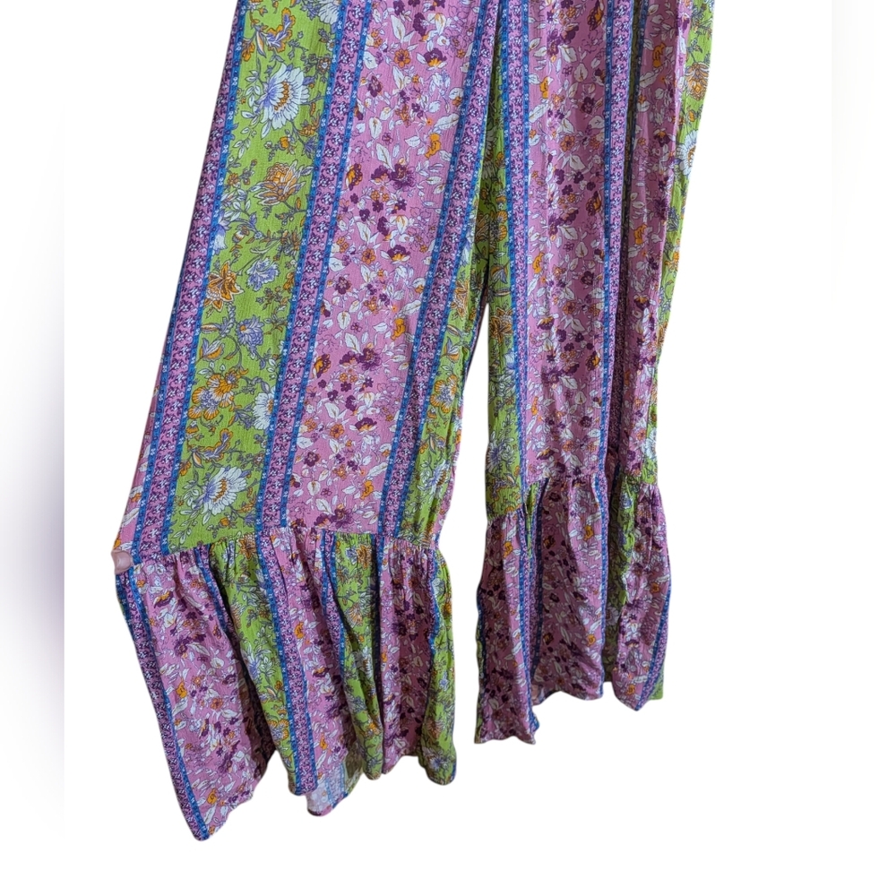 Easel Los Angeles Boho Floral Stripe Jumpsuit, Removable Straps, Festival Small - Picture 8 of 11